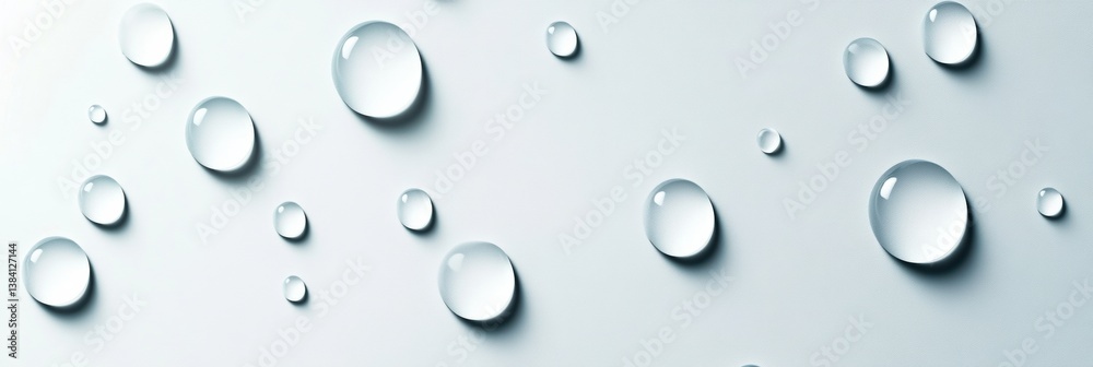 Poster Minimalistic water droplet pattern creating a fresh and clean aesthetic with soft reflections in a balanced arrangement