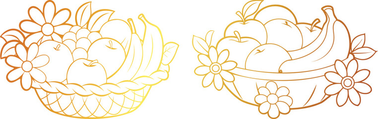 fruits on basket with botanical flowers fruits, basket, botanical, flowers, nature, organic, harvest, tropical, fresh, garden, still life, floral, foliage, natural, ripe, leaves, greenery, rustic