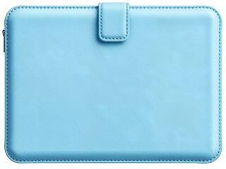 Fototapeta premium A sleek light blue leather briefcase with gold buttons, perfect for business and travel. Generative AI