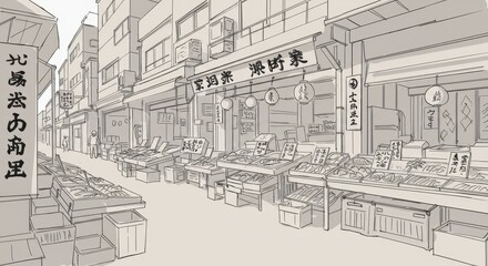Fototapeta premium Tsukiji Outer Market in Tokyo, Japan