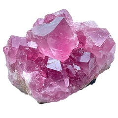 Pure rose quartz crystal isolated on transparent background, pink gemstone cut out for mineral collection and crystal energy concepts