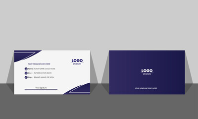 Simple business card design. White and blue gradient color.
