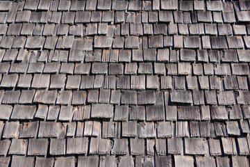 Weathered old wood shingles roof