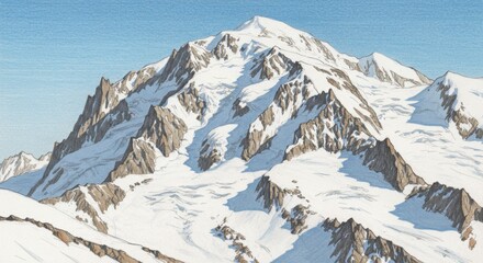 Mont Blanc Peak Sketch in the Alps