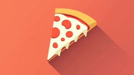 A slice of pizza with melted cheese and pepperoni on a vibrant background perfect for food cu