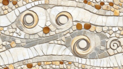 Fototapeta premium Abstract stone mosaic tile design, wavy pattern, beige and brown tones, textured surface tile pattern