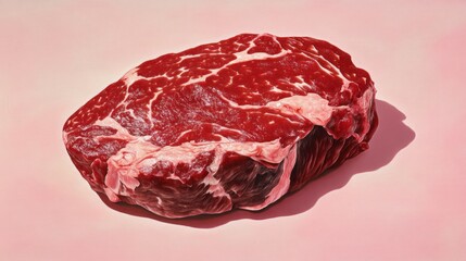 Obraz premium A succulent cut of raw meat with rich marbling perfect for culinary enthusiasts and food photo