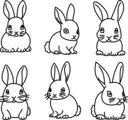 Cute Rabbit Illustration in Line Art Style
