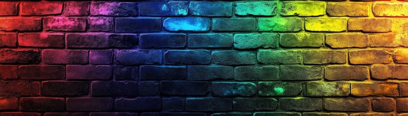 Vibrant rainbow brick wall