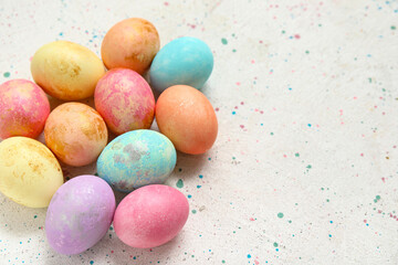 Pained Easter eggs on white grunge background