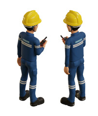 Isolate industrial operator is operating walkie-talkie