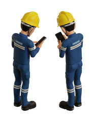 Isolate industrial operator is operating the mobile phone