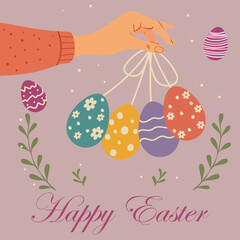 easter greeting card with eggs