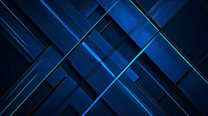 Abstract Dark Blue Geometric Design With Neon Light