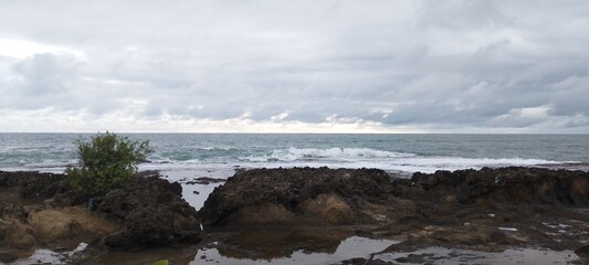 Beach with sea rocks 