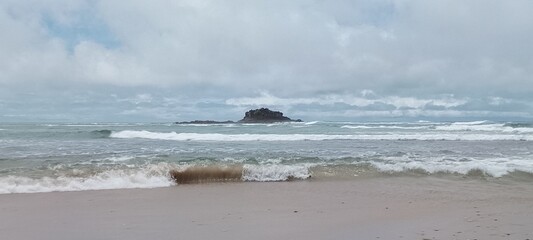 Beach with foggy daylight 