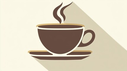 Obraz premium Steaming Hot Beverage in a Classic Cup and Saucer Perfect for Coffee or Tea Lovers Minimalist