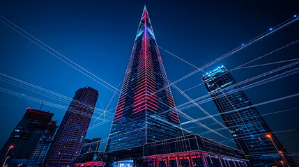 Illuminated Skyscrapers At Night