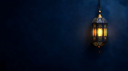 Ornate Hanging Lantern In Dark Blue Background
