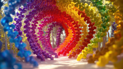 Technicolor Hallway of DNA Strands.