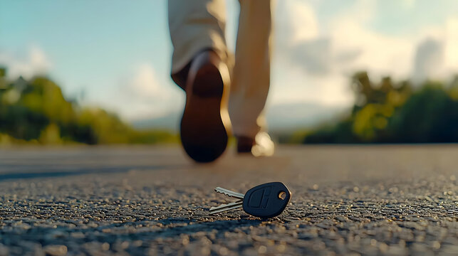 Lost Keys On Roadside During Walk