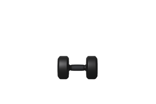 Black Rubber Dumbbell Isolated on White Background
