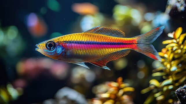 Captivating colors and intricate details of a nannostomus beckfordi swimming gracefully