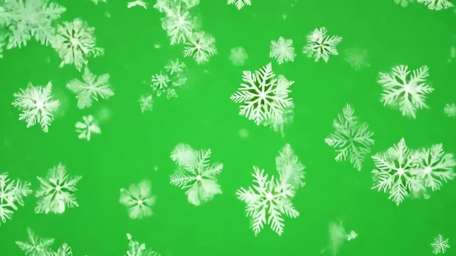 Seamless floral and snowflake pattern on green grass background for a winter holiday design