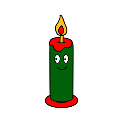 Christmas Candle with Flame, Holiday Decoration