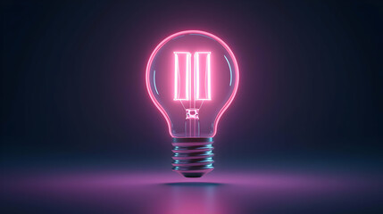 Glowing Pink Pixelated Light Bulb