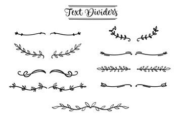 Hand - drawn nature text divider for text layout separator decoration element collection.