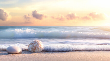 Obraz premium Seashells on golden beach