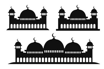 Silhouette mosque collection isolated on white background.Vector illustration.