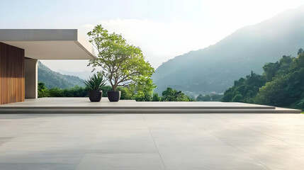 Fototapeta premium Modern House Patio With Mountain View