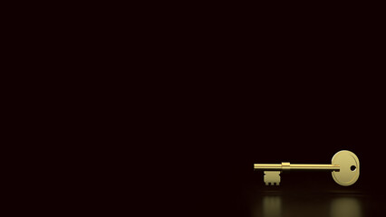 The Gold key for security or business concept 3d Rendering.