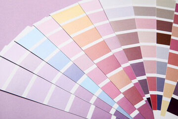 Many color palettes on light purple background