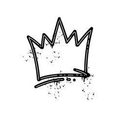 Crown illustration with graffiti touch on white background