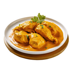 Creamy Chicken Curry on Plate, Rich and Flavorful Dish Perfect for Gourmet Food Photography