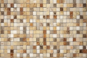 Fototapeta premium Mosaic Pattern Cubes texture design in cream, brown, tan colors background tile pattern