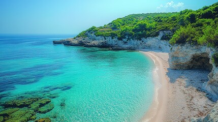 Fototapeta premium Breathtaking turquoise seascape and pristine beach paradise in Zakynthos