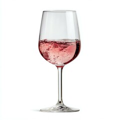 Isolated on white background. Refreshing glass of sparkling rose wine.