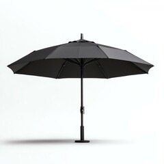 Isolated on white background. Elegant black umbrella for outdoor relaxation.