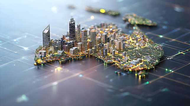 Digital Australia Cityscape Map at Night