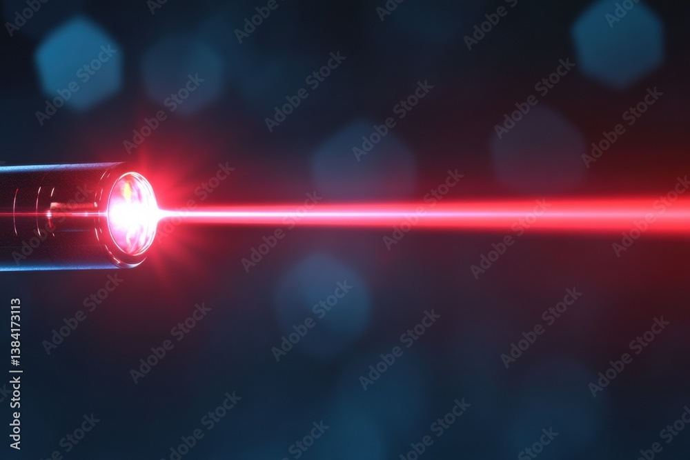 Poster close-up of a red laser beam illuminating smooth skin in a modern beauty technology setting with sof