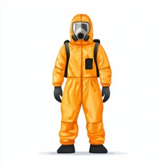 Protective suit figure icon symbolizes safety on Chernobyl Remembrance Day in a minimalistic design