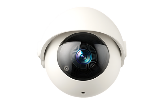 Modern Dome Security Camera, White, Isolated on White Background