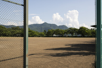 Fence of unattended ground in summer in Japan