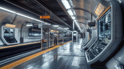 Fototapeta premium Futuristic subway station interio