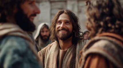 Jesus talking to his disciples	