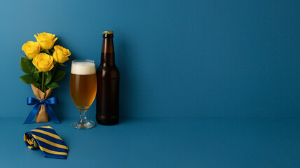 父の日ギフトセット（ビールと黄色いバラ） / Father’s Day Gift Set with Beer and Yellow Roses Generative AI
